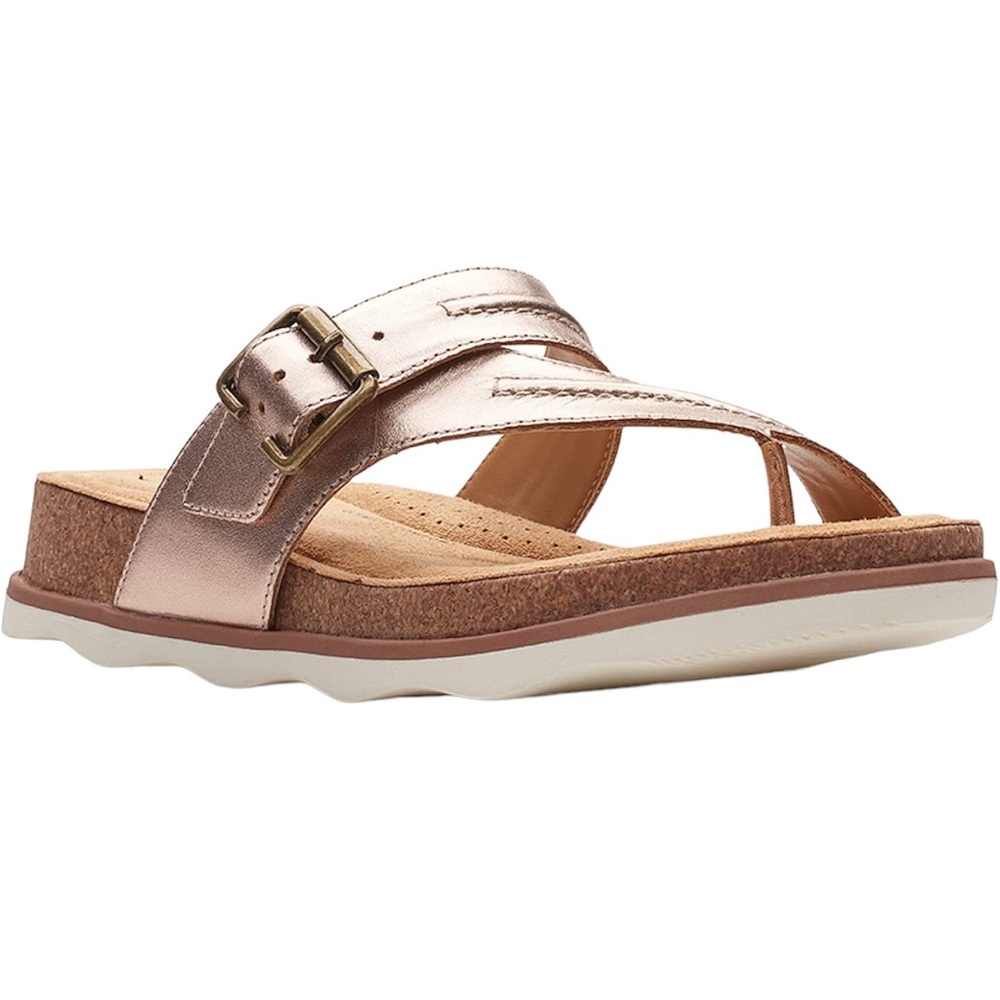 CLARKS COLLECTION Brynn Madi Rose Gold Leather Sandal Foam Runs Small 9.5 9 8.5